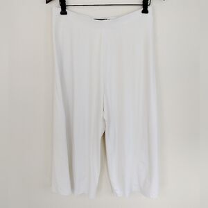 Sympli Wide Leg Cropped Pants Size 8 White Relaxed Slinky Straight Leg Classic